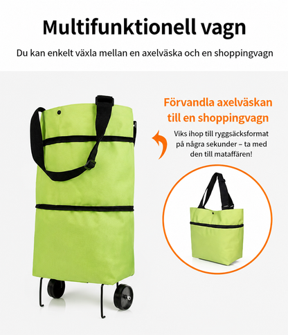 CarryGo™ - Hopfällbar 2-i-1 Shoppingväska med Hjul