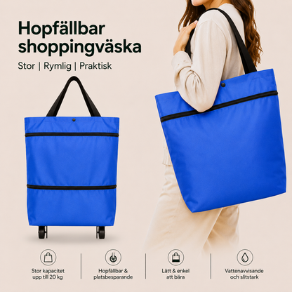 CarryGo™ - Hopfällbar 2-i-1 Shoppingväska med Hjul