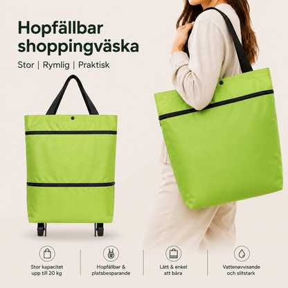 CarryGo™ - Hopfällbar 2-i-1 Shoppingväska med Hjul