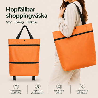 CarryGo™ - Hopfällbar 2-i-1 Shoppingväska med Hjul