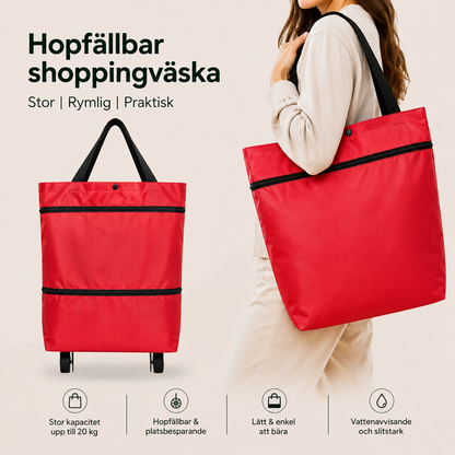CarryGo™ - Hopfällbar 2-i-1 Shoppingväska med Hjul