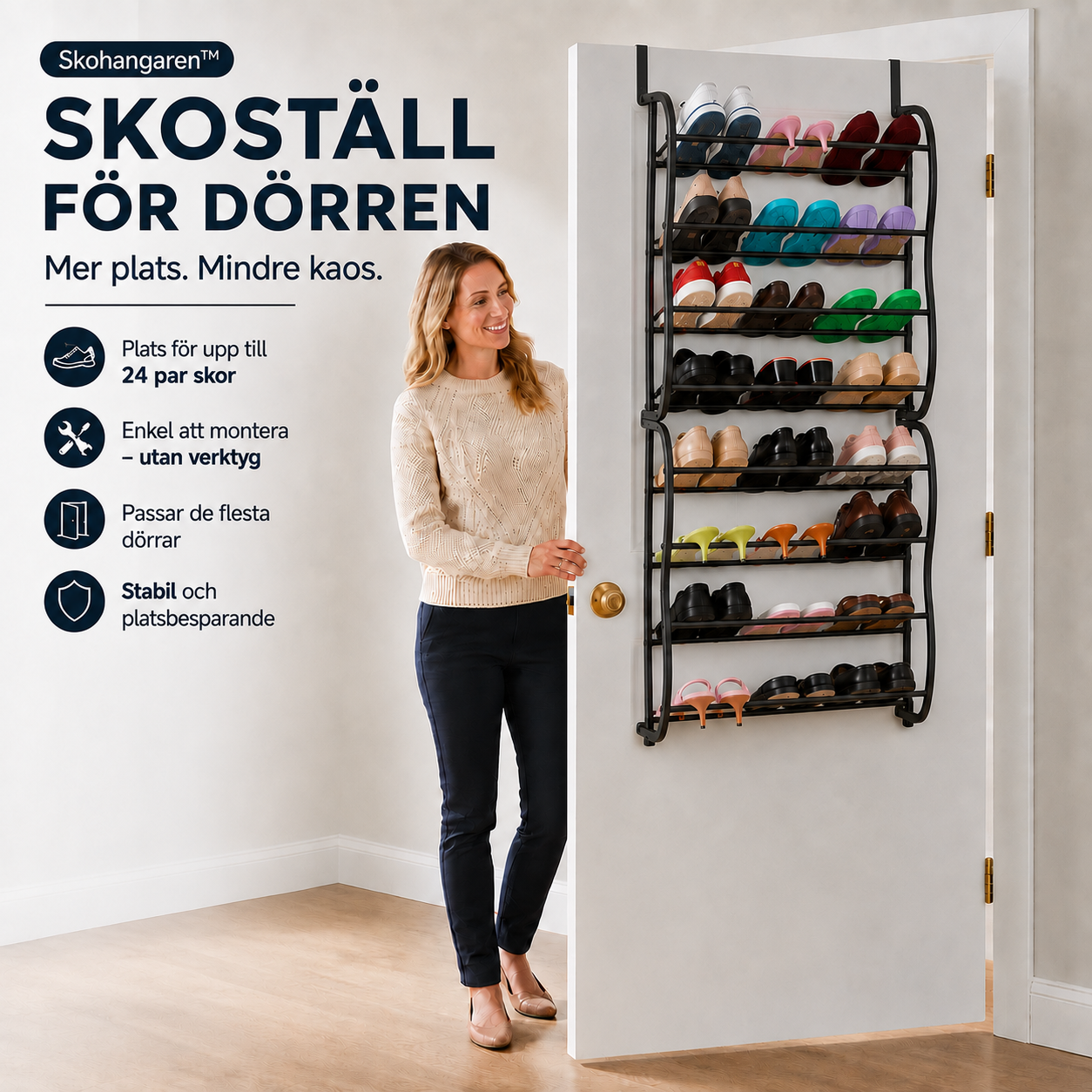 ShoeKeeper™ – Smart skoförvaring över dörren – plats för upp till 36 par skor