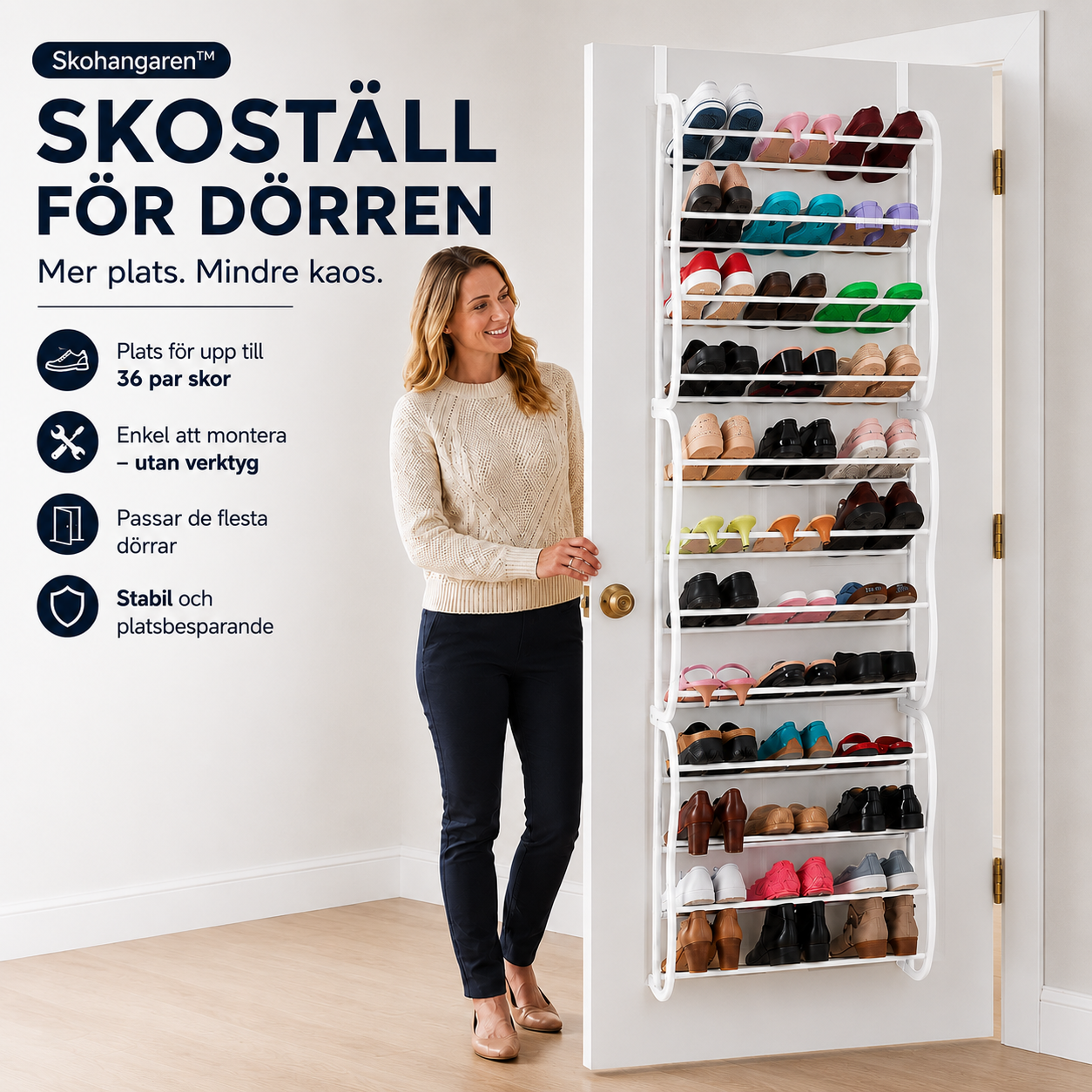 ShoeKeeper™ – Smart skoförvaring över dörren – plats för upp till 36 par skor