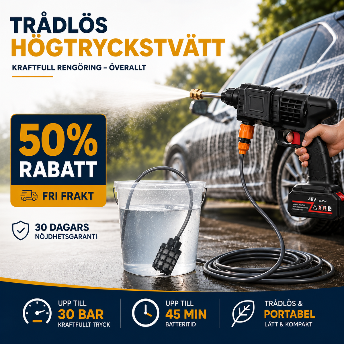 PowerWash™ – Tvätta var du vill, helt utan vattenanslutning