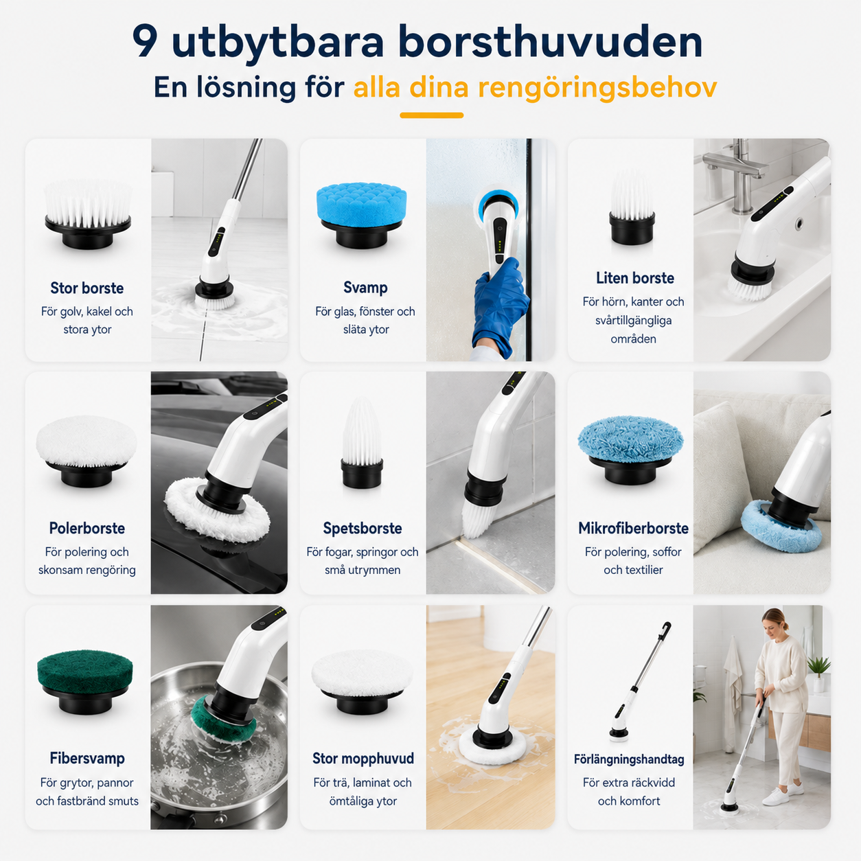 PowerScrub™ Elektrisk Rengöringsborste – Rengör Snabbare & Enklare