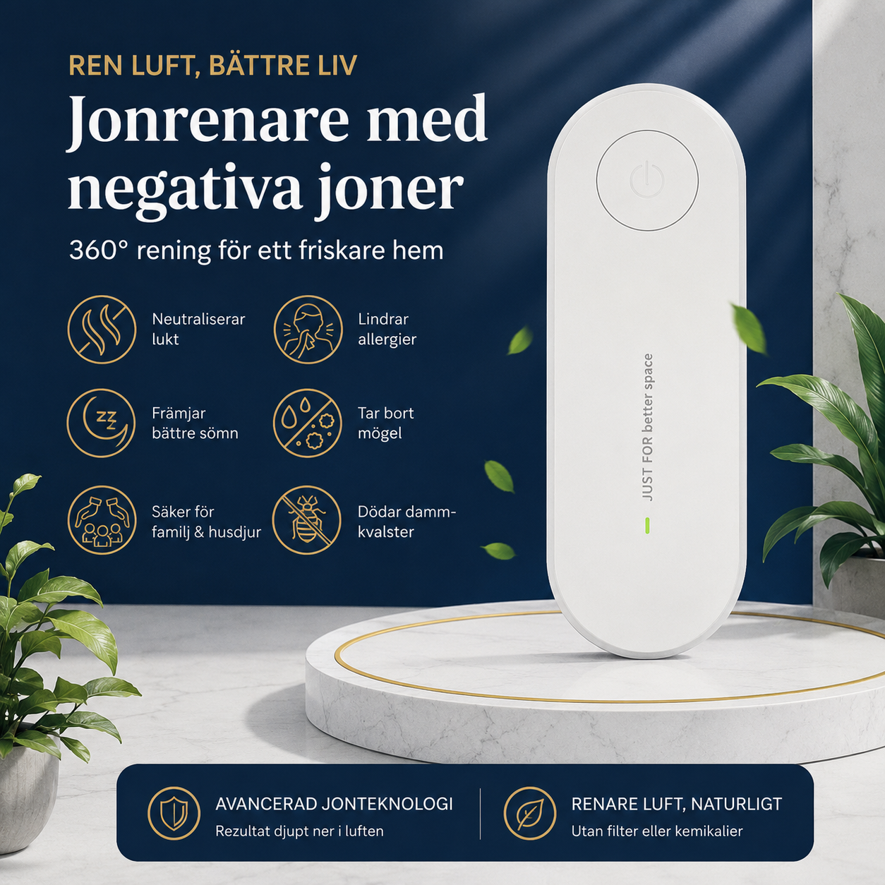 PureFlow™ Luftjonisator - Renare luft för ett friskare hem – på bara 30 minuter
