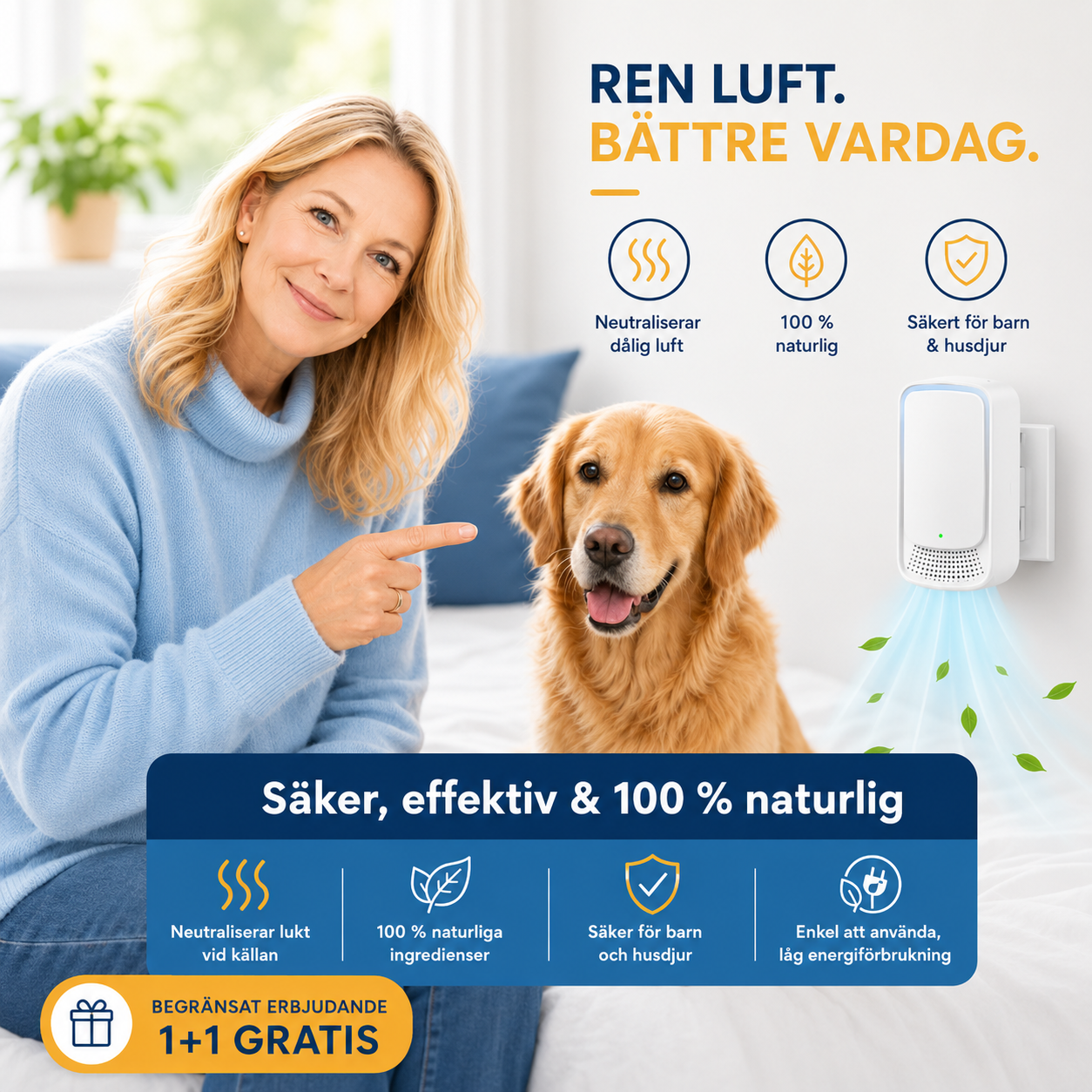 NordAura™ Luftförbättrare – 1+1 GRATIS - För Fräschare Luft i Hela Hemmet