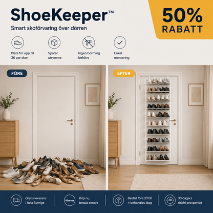 ShoeKeeper™ – Smart skoförvaring över dörren – plats för upp till 36 par skor