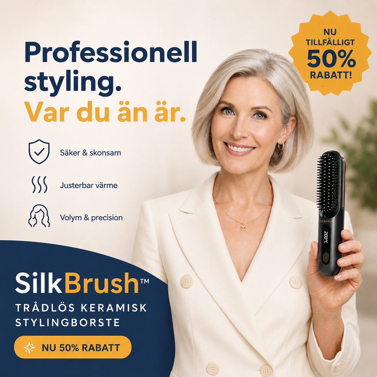 SilkBrush™ Trådlös Keramisk Stylingborste