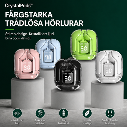 CrystalPods™ - Kristallklart ljud möter futuristisk transparent design 1+1 GRATIS