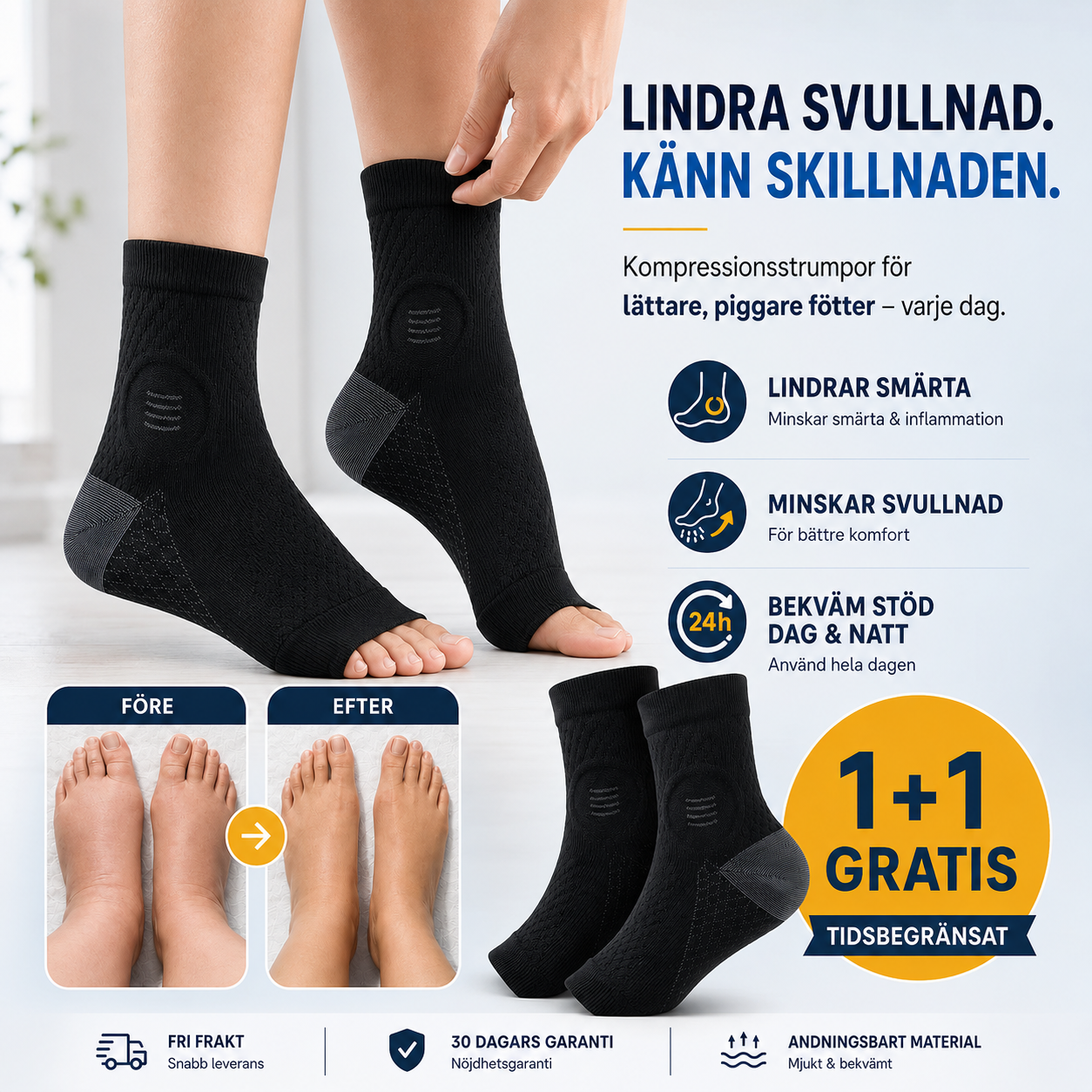 ReliefStep™ – Stöd som Lindrar Trötta & Svullna Fötter