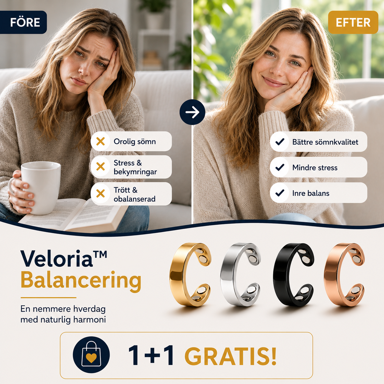 Veloria™ Balansring – Mindre stress och bättre sömn på 7 dagar – utan medicin 1+1 GRATIS