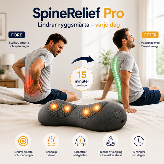 SpineRelief™ Pro – Elektrisk Ryggmassager med Värme mot Ryggsmärta