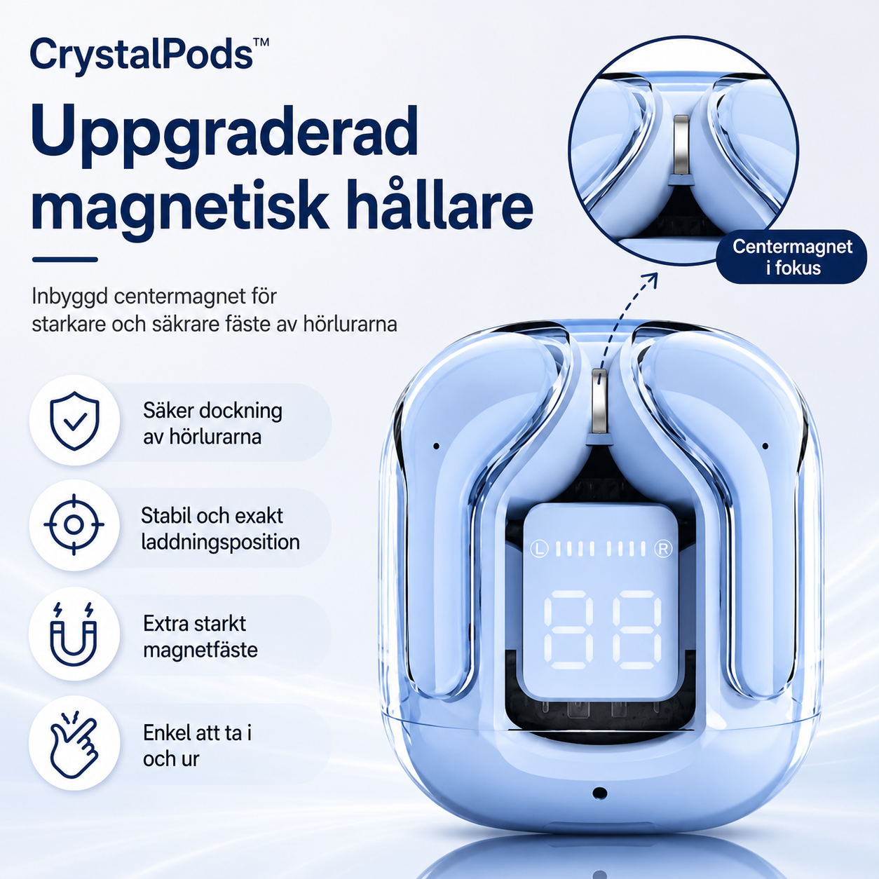 CrystalPods™ - Kristallklart ljud möter futuristisk transparent design 1+1 GRATIS
